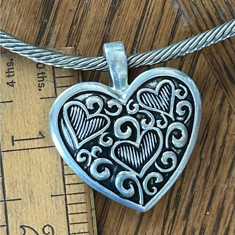 Vintage Hard Wire Heart Pendant Necklace
